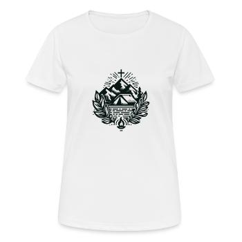 Bergkreuz mit Lorbeer und Feuer - Frauen T-Shirt atmungsaktiv - Weiß - Vorne - AI Model Female 172 dark (172cm)