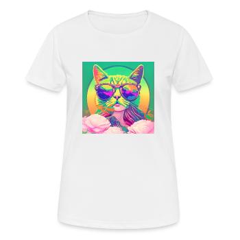 psycho-glass-cat - Frauen T-Shirt atmungsaktiv - Weiß - Vorne - AI Model Female 172 dark (172cm)