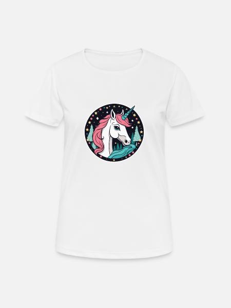 Einhorn Weihnachten Zeichnung - Dame T-shirt svedtransporterende - hvid