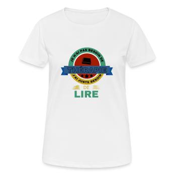 LIRE livre - T-shirt respirant Femme - blanc - Devant - AI Model Female 172 dark (172cm)