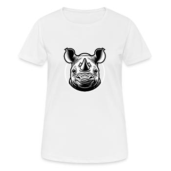 Rhinocéros, enfants animaux mignons - T-shirt respirant Femme - blanc - Devant - AI Model Female 172 dark (172cm)