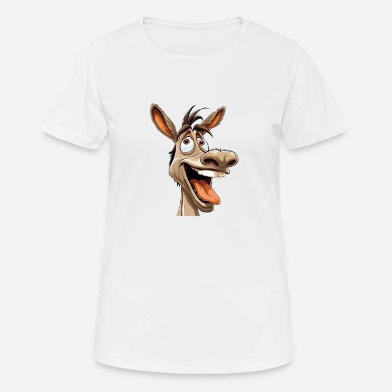 Crazy Donkey Comic Motif - Crazy Cool Donkey - Women's Breathable T-Shirt - white