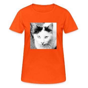 Süße Katze - Frauen T-Shirt atmungsaktiv - Neonorange - Vorne - AI Model Female 172 dark (172cm)