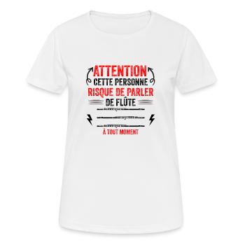 risque de parler de flûte à tout moment - T-shirt respirant Femme - blanc - Devant - AI Model Female 172 dark (172cm)