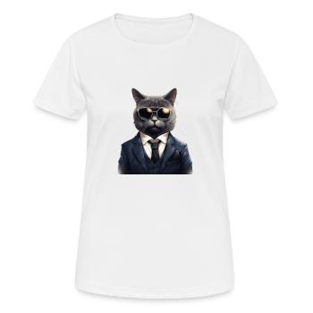 Katze in Anzug - Frauen T-Shirt atmungsaktiv - Weiß - Vorne - AI Model Female 172 dark (172cm)