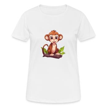 Monkey monkey on wooden trunk - Women's Breathable T-Shirt - white - Front - AI Model Female 172 dark (172cm)