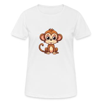 Dessin animé singe sourit - T-shirt respirant Femme - blanc - Devant - AI Model Female 172 dark (172cm)