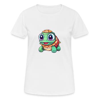 La petite tortue voit le monde - T-shirt respirant Femme - blanc - Devant - AI Model Female 172 dark (172cm)