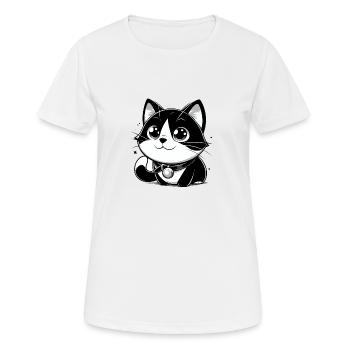 Anime Style Cat - Women's Breathable T-Shirt - white - Front - AI Model Female 172 dark (172cm)