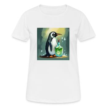 pingouin avec une bouteille de - T-shirt respirant Femme - blanc - Devant - AI Model Female 172 dark (172cm)