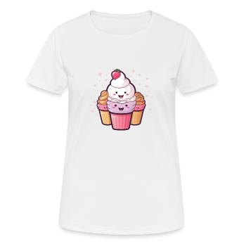 Cartoon Ice Cream - Sweet Ice Cream with Face - Women's Breathable T-Shirt - white - Front - AI Model Female 172 dark (172cm)
