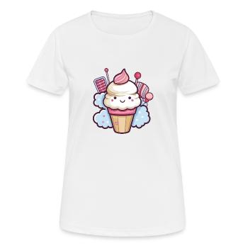 Süße Eiswaffel mit Gesicht - Süßigkeiten - Frauen T-Shirt atmungsaktiv - Weiß - Vorne - AI Model Female 172 dark (172cm)