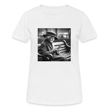 Mamie avec smartphone - T-shirt respirant Femme - blanc - Devant - AI Model Female 172 dark (172cm)