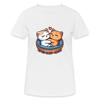 2 Cats in the Cat Basket - Never Sleep Alone - Women's Breathable T-Shirt - white - Front - AI Model Female 172 dark (172cm)