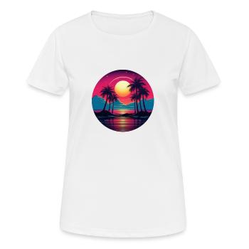 Vintage Sunset Graphic 70s Retrowave Synthwave - Frauen T-Shirt atmungsaktiv - Weiß - Vorne - AI Model Female 172 dark (172cm)