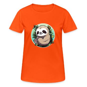 Dessin paresseux - T-shirt respirant Femme - orange néon - Devant - AI Model Female 172 dark (172cm)
