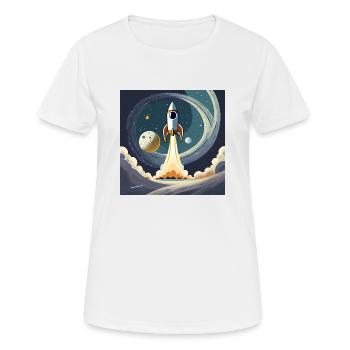 Emmenez-moi sur la lune Démarrage d’une fusée spatiale vintage - T-shirt respirant Femme - blanc - Devant - AI Model Female 172 dark (172cm)