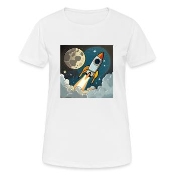 Emmenez-moi sur la lune Démarrage d’une fusée spatiale vintage - T-shirt respirant Femme - blanc - Devant - AI Model Female 172 dark (172cm)