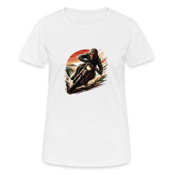 Motorcyclist in sunrise - Women's Breathable T-Shirt - white - Front - AI Model Female 172 dark (172cm)