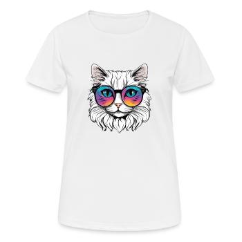 Chat - T-shirt respirant Femme - blanc - Devant - AI Model Female 172 dark (172cm)