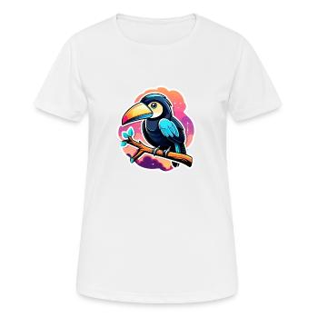 Illustration d’oiseau Toucan - T-shirt respirant Femme - blanc - Devant - AI Model Female 172 dark (172cm)