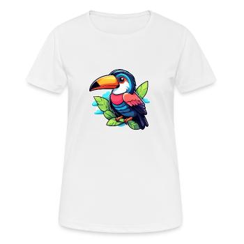 Illustration d’oiseau Toucan - T-shirt respirant Femme - blanc - Devant - AI Model Female 172 dark (172cm)