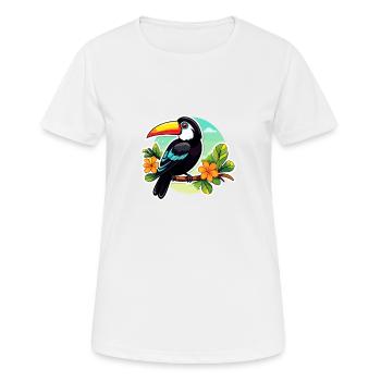 Illustration d’oiseau Toucan - T-shirt respirant Femme - blanc - Devant - AI Model Female 172 dark (172cm)