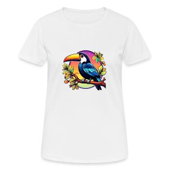 Illustration d’oiseau Toucan - T-shirt respirant Femme - blanc - Devant - AI Model Female 172 dark (172cm)