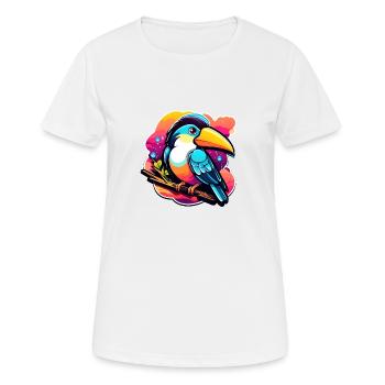 Illustration d’oiseau Toucan - T-shirt respirant Femme - blanc - Devant - AI Model Female 172 dark (172cm)