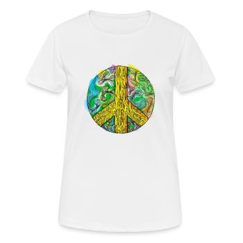 Paix - signe de paix aquarelle abstrait - T-shirt respirant Femme - blanc - Devant - AI Model Female 172 dark (172cm)