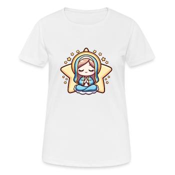 Friedliche Marien-Karikatur - Frauen T-Shirt atmungsaktiv - Weiß - Vorne - AI Model Female 172 dark (172cm)