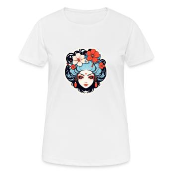 Geisha Illustration - Women's Breathable T-Shirt - white - Front - AI Model Female 172 dark (172cm)