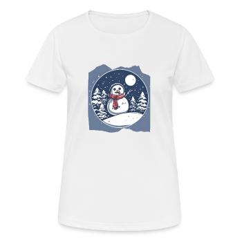 Bonhomme de neige au pays des merveilles givré Scène de nuit d’hiver enneigée - T-shirt respirant Femme - blanc - Devant - AI Model Female 172 dark (172cm)