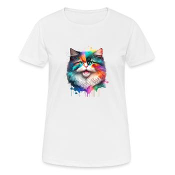 Chat domestique, chat, chat persan, chat, propriétaire de chat - T-shirt respirant Femme - blanc - Devant - AI Model Female 172 dark (172cm)