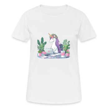 Licorne dans la jungle du bureau - T-shirt respirant Femme - blanc - Devant - AI Model Female 172 dark (172cm)