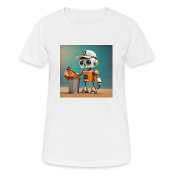 niedlicher kleiner orangefarbener futuristischer Vintage-Roboter - Frauen T-Shirt atmungsaktiv - Weiß - Vorne - AI Model Female 172 dark (172cm)