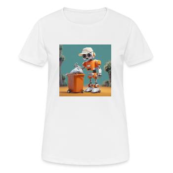 niedlicher kleiner orangefarbener futuristischer Vintage-Roboter - Frauen T-Shirt atmungsaktiv - Weiß - Vorne - AI Model Female 172 dark (172cm)