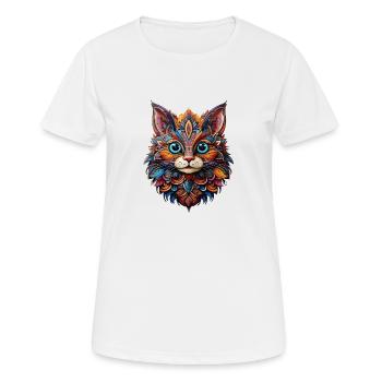 Katze Farbenfroh - Frauen T-Shirt atmungsaktiv - Weiß - Vorne - AI Model Female 172 dark (172cm)