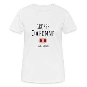 grosse cochonne - T-shirt respirant Femme - blanc - Devant - AI Model Female 172 dark (172cm)