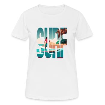Surfer, Surfergirl, Strand, Sonne - Frauen T-Shirt atmungsaktiv - Weiß - Vorne - AI Model Female 172 dark (172cm)