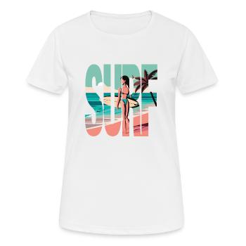 Surfer, Surfergirl, Sonne, Strand - Frauen T-Shirt atmungsaktiv - Weiß - Vorne - AI Model Female 172 dark (172cm)