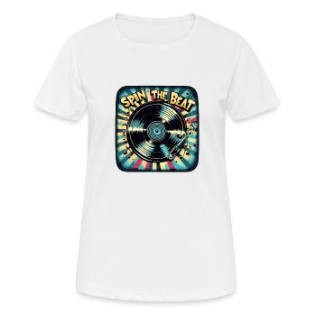 Spin the Beat Vinyl Art | Retro Music Design - Women's Breathable T-Shirt - white - Front - AI Model Female 172 dark (172cm)