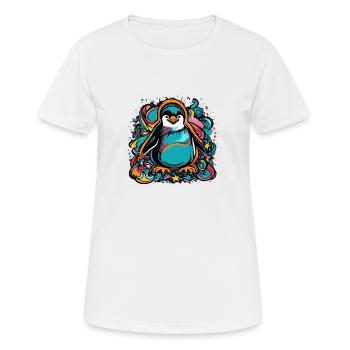 Farbenfroher Pinguin - Frauen T-Shirt atmungsaktiv - Weiß - Vorne - AI Model Female 172 dark (172cm)