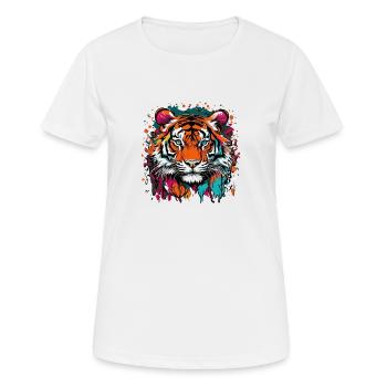 Farbenfroher Tiger - Frauen T-Shirt atmungsaktiv - Weiß - Vorne - AI Model Female 172 dark (172cm)
