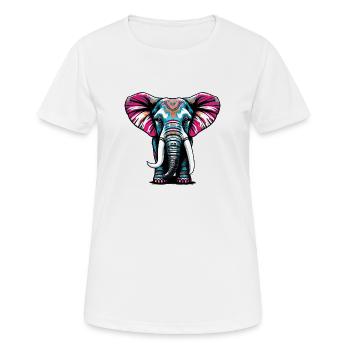 Farbenfroher Elefant - Frauen T-Shirt atmungsaktiv - Weiß - Vorne - AI Model Female 172 dark (172cm)