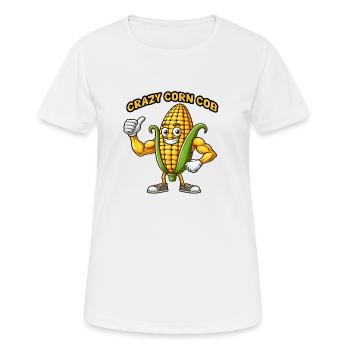 Légumes fous : Épi de maïs Body Builder Pouces en l’air - T-shirt respirant Femme - blanc - Devant - AI Model Female 172 dark (172cm)