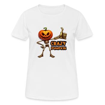 Crazy Veggies : Pumpkin Skeleton Thumbs Up - T-shirt respirant Femme - blanc - Devant - AI Model Female 172 dark (172cm)