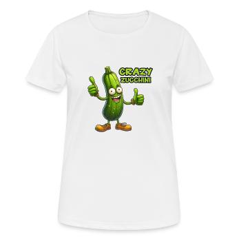 Crazy Veggies: Zucchini Thumbs Up - Frauen T-Shirt atmungsaktiv - Weiß - Vorne - AI Model Female 172 dark (172cm)