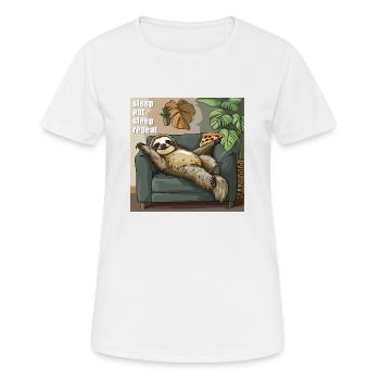 Sleep, Eat, Sleep, Repeat - Frauen T-Shirt atmungsaktiv - Weiß - Vorne - AI Model Female 172 dark (172cm)