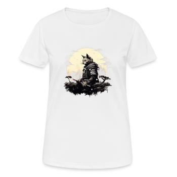 Ronin cat - Women's Breathable T-Shirt - white - Front - AI Model Female 172 dark (172cm)